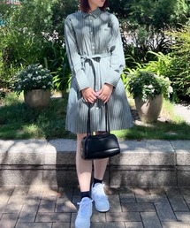 ラコステ　未使用タグ付　ストライプ 半袖 ワンピース マルチストライプシャツドレス EF015J - ラコステ（LACOSTE