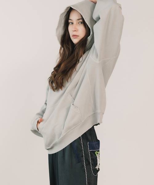 レミレリーフ×フリークスストア　ダメージ加工パーカー　チャコールグレー　美品 レミレリーフ×フリークスストア ダメージ加工パーカー