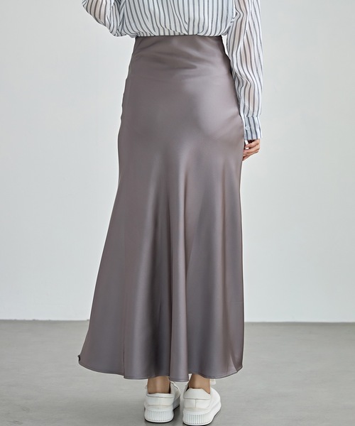 新品　社交ダンス　サテン　スカート　グレー　灰色　レッスン　パーティ　1169 Newans(ハッシュニュアンス)のヘビーサテンフレアースカート通販