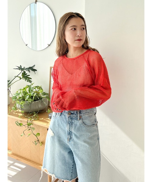 Ungrid（アングリッド） tシャツ メッシュロングスリーブTee