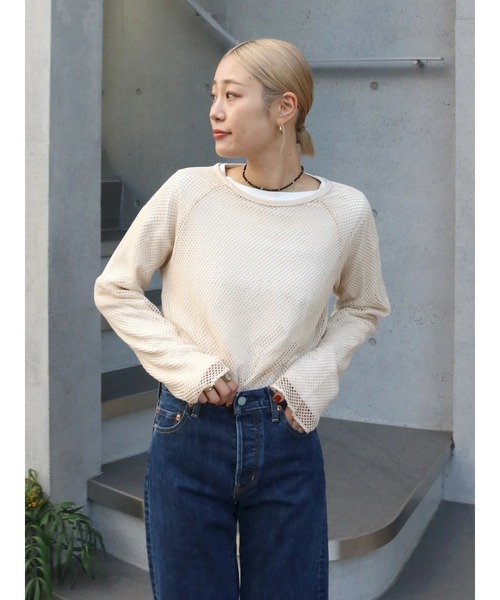 Ungrid（アングリッド） tシャツ メッシュロングスリーブTee