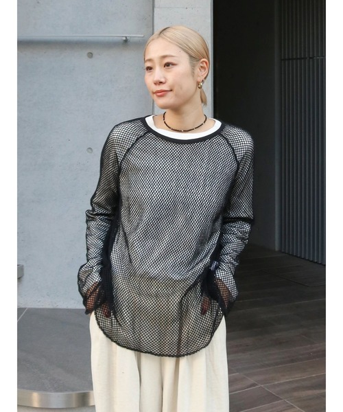 Ungrid（アングリッド） tシャツ メッシュロングスリーブTee