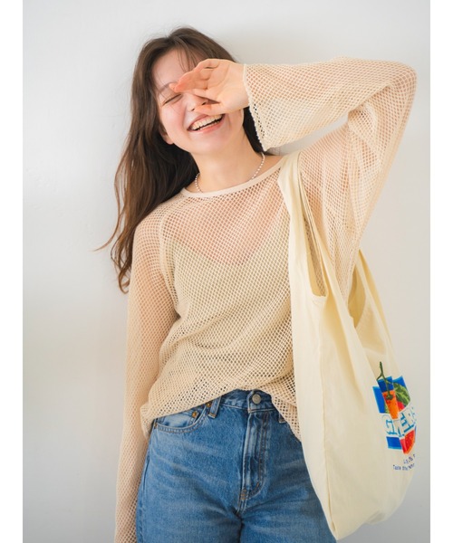 メッシュロングスリーブTee Ungrid（アングリッド） tシャツ メッシュロングスリーブTee