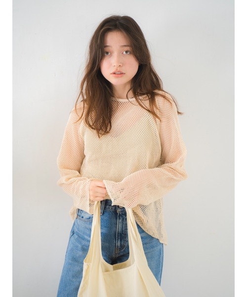 メッシュロングスリーブTee Ungrid（アングリッド） tシャツ メッシュロングスリーブTee