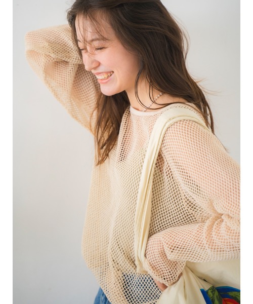 Ungrid（アングリッド） tシャツ メッシュロングスリーブTee
