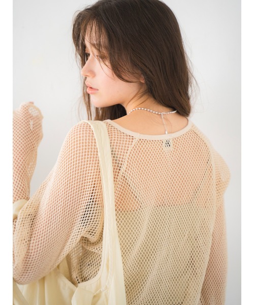 Ungrid（アングリッド） tシャツ メッシュロングスリーブTee