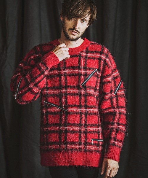 O.Y.R.K.8.0.1プロフ要確認 NO ID.（ノーアイディー） セーター ニット 「NO ID.」Zip Check Knit