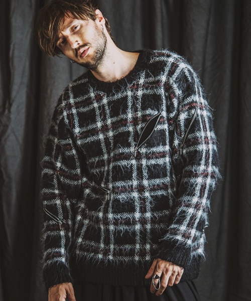 NO ID.（ノーアイディー） セーター ニット 「NO ID.」Zip Check Knit