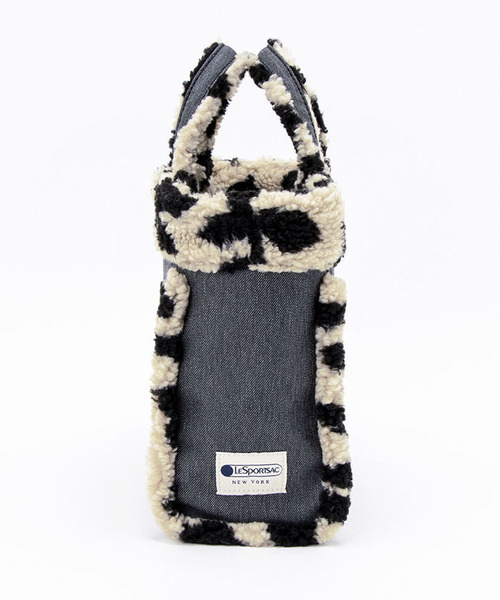 LeSportsac SMALL TWO WAY DENIM TOTE レオパードシェルパ Small Two-Way Denim Tote - Black Denim/Leopard Sherpa
