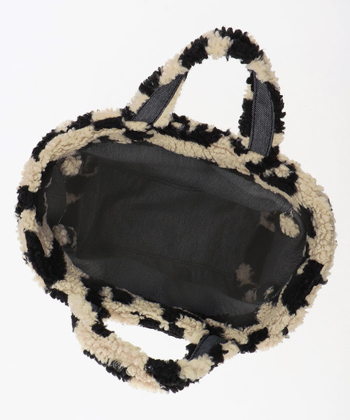 LeSportsac SMALL TWO WAY DENIM TOTE レオパードシェルパ Small Two-Way Denim Tote - Black Denim/Leopard Sherpa