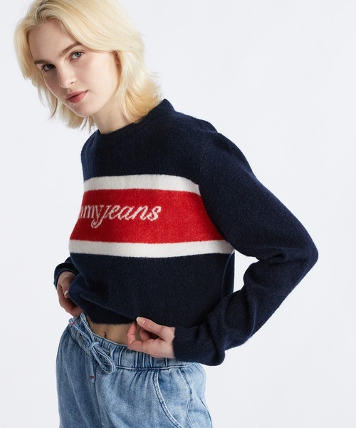 ニット セーター スクリプトカラーブロックセーター レディース TOMMY JEANS ニット セーター スクリプトカラーブロックセーター