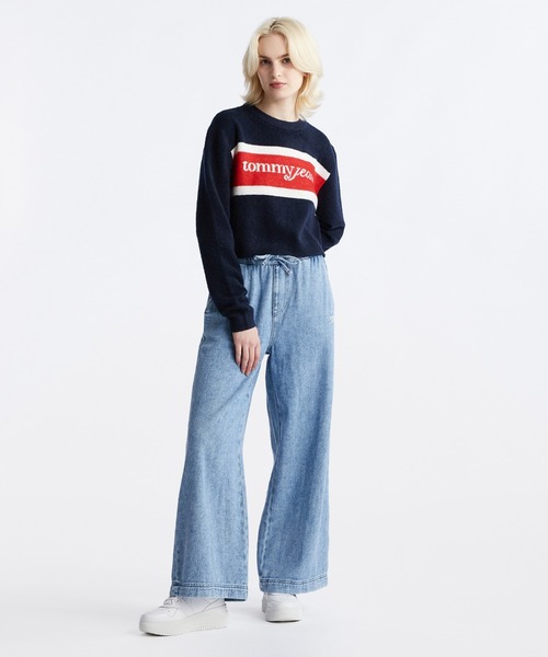 TOMMY JEANS ニット セーター スクリプトカラーブロックセーター