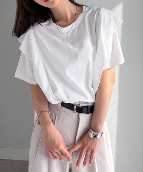 RANAN（ラナン） tシャツ 半袖 「接触冷感」ラッフルフリルTシャツ