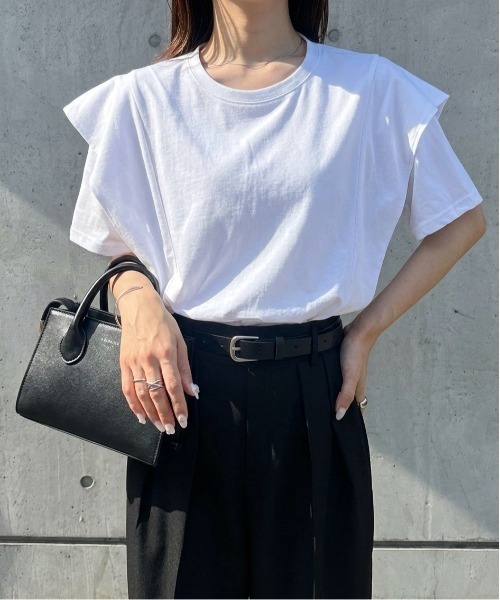 RANAN（ラナン） tシャツ 半袖 「接触冷感」ラッフルフリルTシャツ