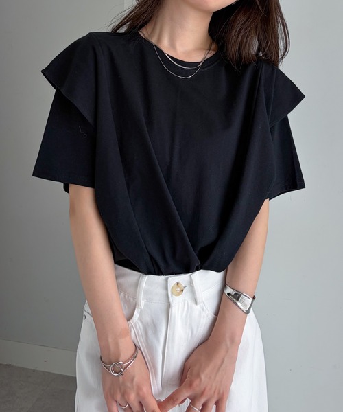 RANAN（ラナン） tシャツ 半袖 「接触冷感」ラッフルフリルTシャツ