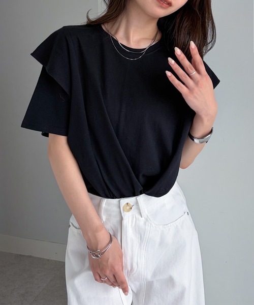 RANAN（ラナン） tシャツ 半袖 「接触冷感」ラッフルフリルTシャツ