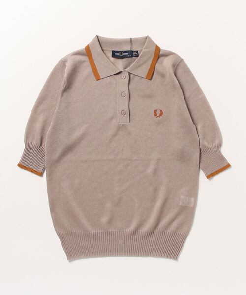 「FRED PERRY」 半袖ニット 10 ベージュ レディース