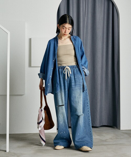 デニム パンツ ダメージ ウォッシュ加工 ジーンズ ストリート 4 ストリート 4色ウォッシュ加工デニムパンツ P242 | wshot