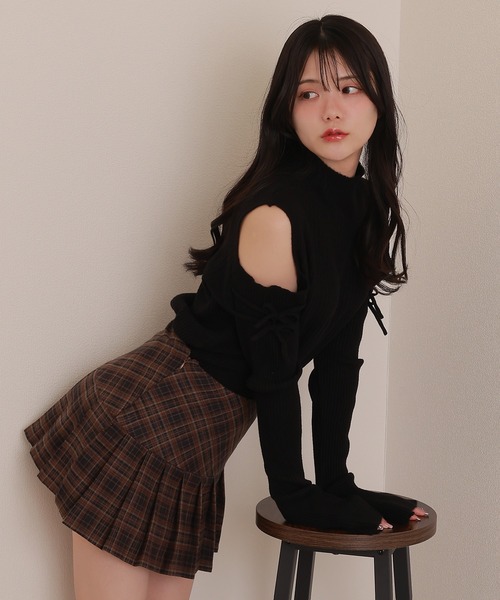 M DOLLY スカート check pleats mini skirt/チェックプリーツミニ