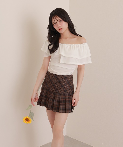 M DOLLY スカート check pleats mini skirt/チェックプリーツミニ