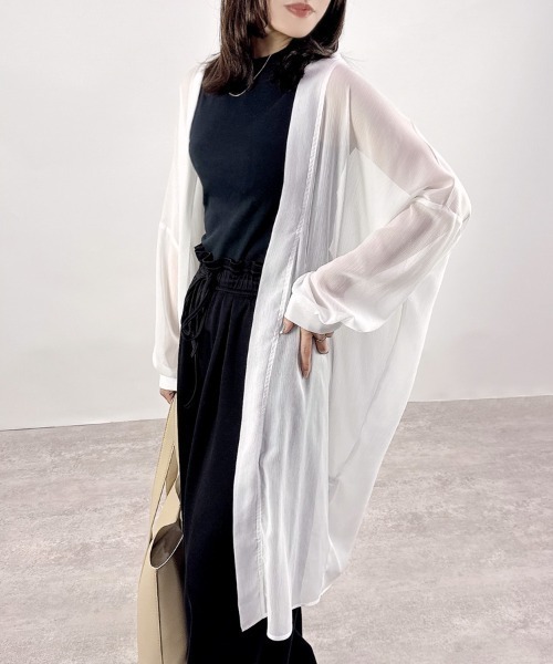 美品　ユキコハナイ　ロングカーディガン　オフホワイト　未使用 CLOTHY uvカット カーディガン 「Iライン効果で細見え♪夏の定番羽織