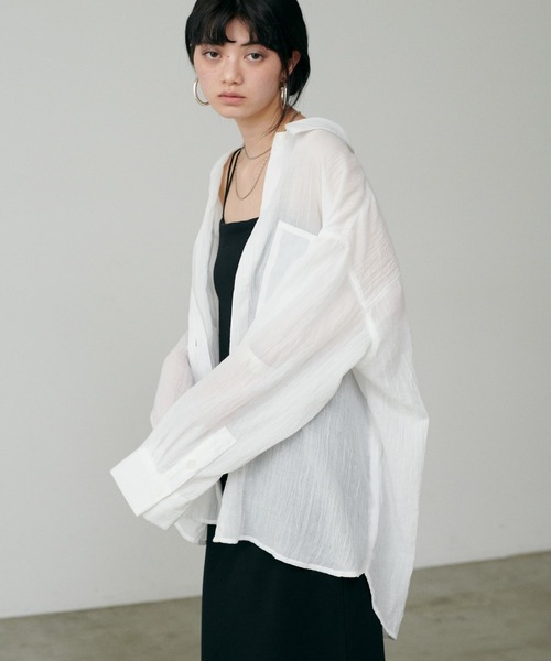 ブラウス シャツ ポケット付きシアーシャツ レディース LARUTA ブラウス シャツ 「LARUTA」シアーサファリポケット付き
