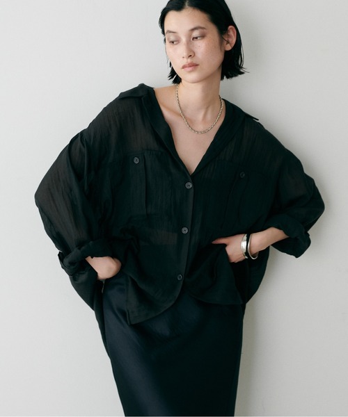 【美品】LARUTA　シアーサファリポケット付きシャツ セール】【LARUTA】シアーサファリポケット付きシャツ（シャツ