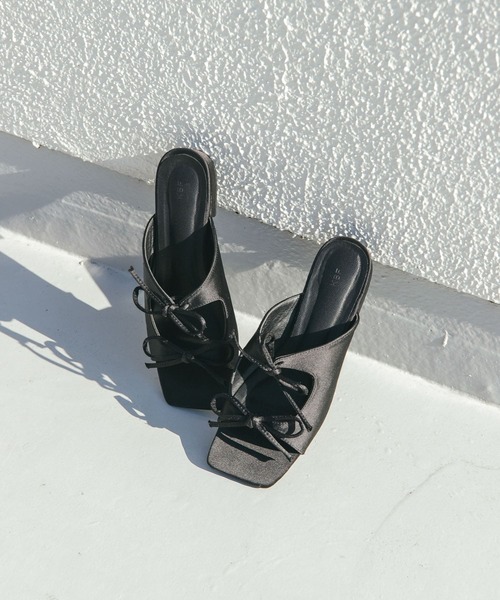 サンダル・ミュール Cohi Ribbon Sandals Black KBF サンダル サテンリボンミュール レディース : ZOZOTOWN