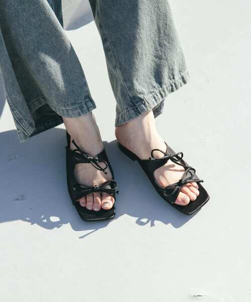 サンダル・ミュール Cohi Ribbon Sandals Black KBF サンダル サテンリボンミュール レディース : ZOZOTOWN