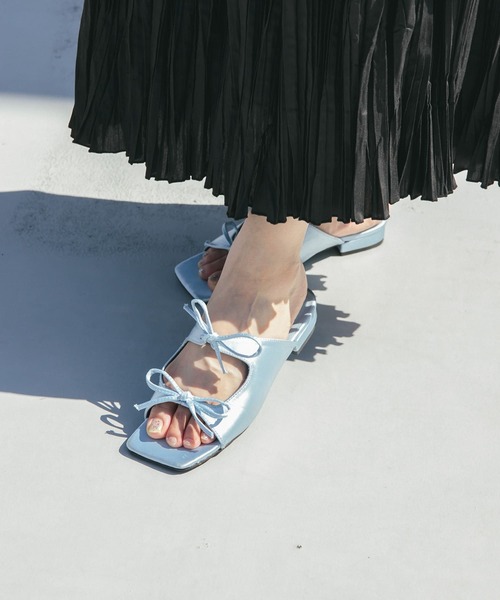 KBF（ケービーエフ） サンダル サテンリボンミュール レディース