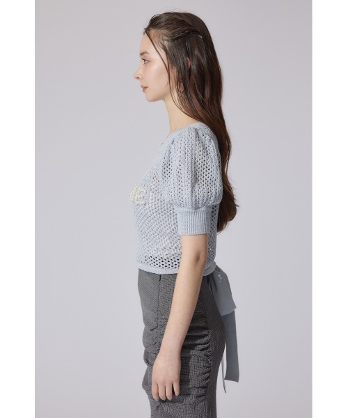★美品★Rene★フード付 半袖 ニット トップス★34★水色★ ☆美品☆Rene☆フード付 半袖 ニット トップス☆34☆水色☆