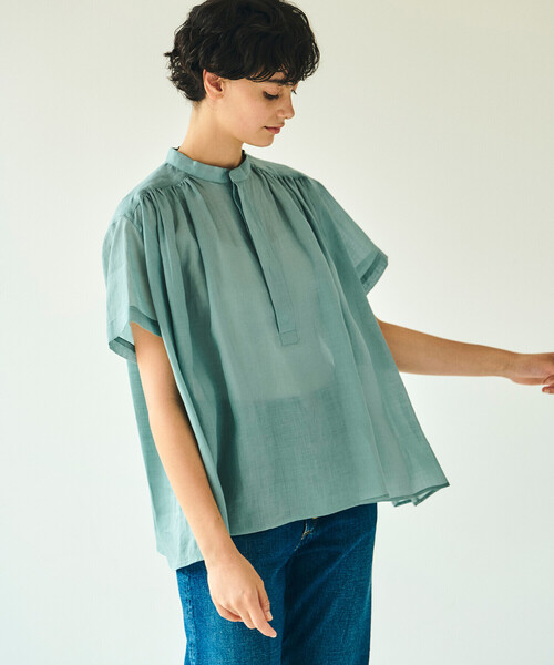 ブラウス シャツ LE GLAZIK | ラミー スタンドカラープルオーバーシャツ WOMEN レディース