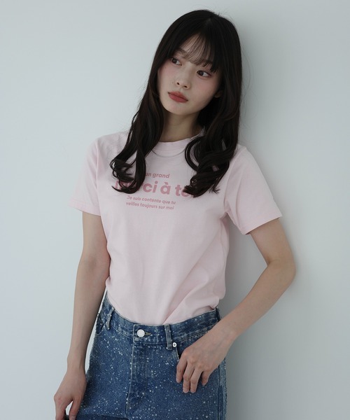 EIMY ISTOIRE（エイミーイストワール） tシャツ 半袖 merci ロゴT