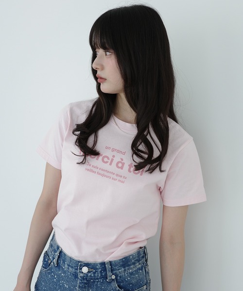 EIMY ISTOIRE（エイミーイストワール） tシャツ 半袖 merci ロゴT