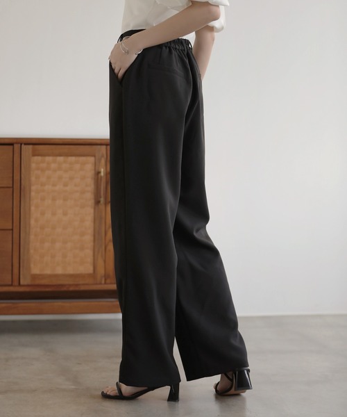 スラックス パンツ カットツイルストレートスラックス レディース