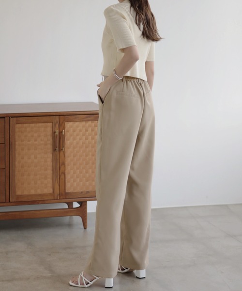 スラックス パンツ カットツイルストレートスラックス レディース