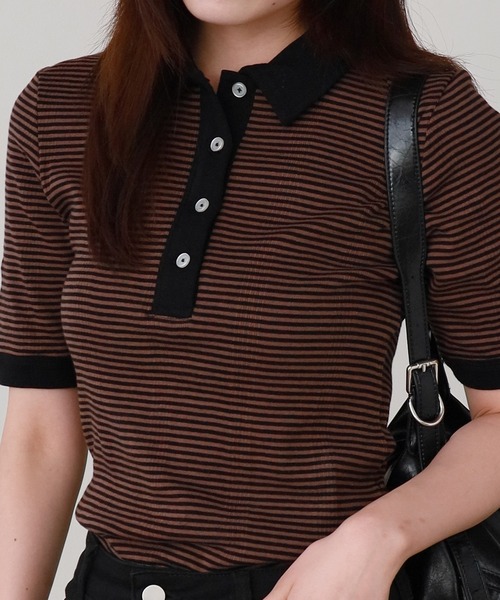 tシャツ R.P.miller/ミラー PANELRIB polo S/S tee Tシャツ レディース