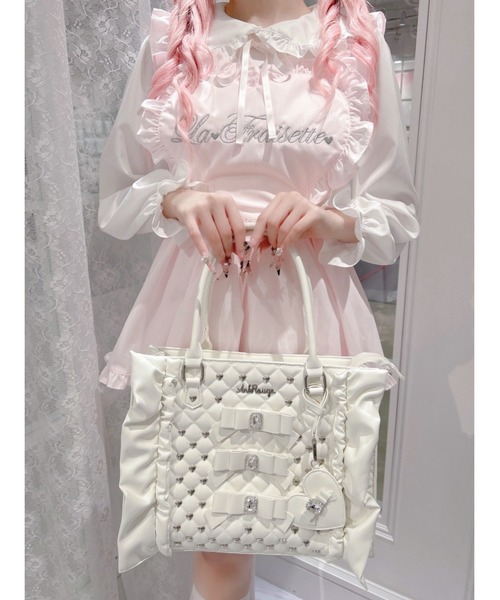 Ank Rouge トートバッグ ビジューキルティング合皮A4トートBAG