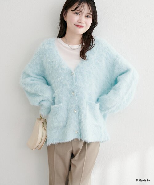 natural couture カーディガン 「miffyコラボ」miffy釦ミドルシャギー