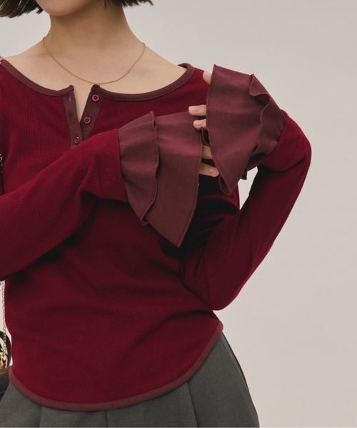 loin nuit ロワンニュイ ベルスリーブリブトップス loin nuit tシャツ bell sleeve rib tops / ベルスリーブリブトップス