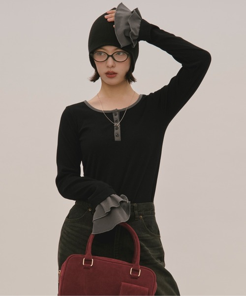 loin nuit tシャツ bell sleeve rib tops / ベルスリーブリブトップス