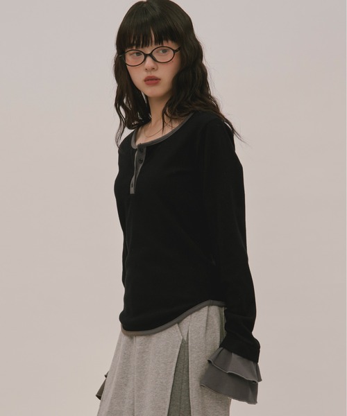 loin nuit tシャツ bell sleeve rib tops / ベルスリーブリブトップス