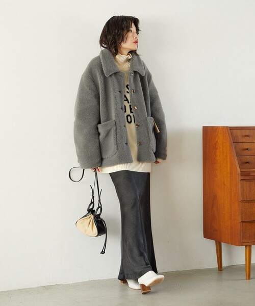 「FREAK'S STORE」 コート フリ- グレー レディース_画像2
