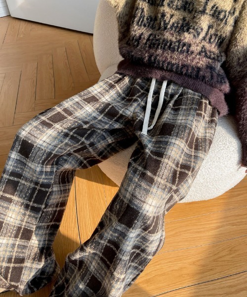 shoppinggo ワイドパンツ カーゴパンツ チェック柄パンツ ワイドパンツ