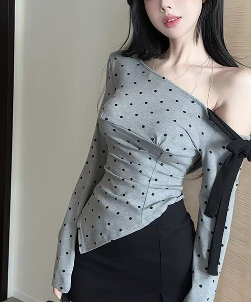 gossip!ロサンゼルス tシャツ リボンアクセント ワンショルダー