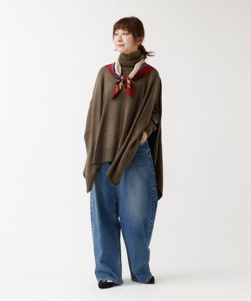 DESIGNWORKS ニット セーター タートルネックポンチョ レディース