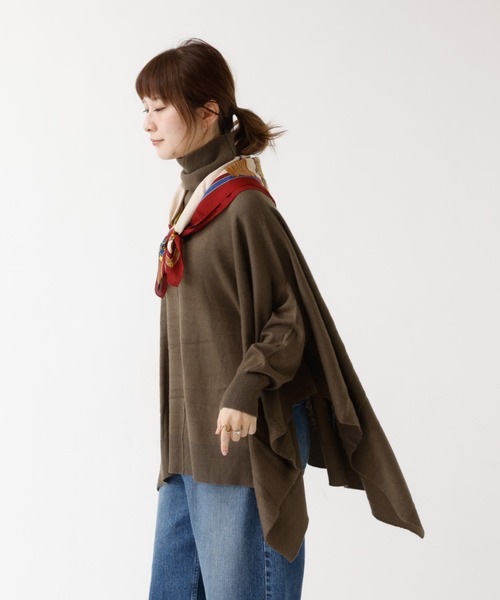 DESIGNWORKS ニット セーター タートルネックポンチョ レディース