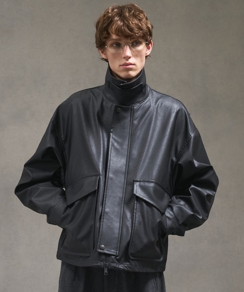 PUBLIC TOKYO ビンテージライクオーバーサイズレザーブルゾン PUBLIC TOKYO（パブリックトウキョウ） ブルゾン アウター ビンテージ