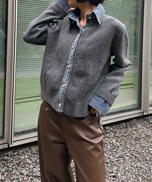 SEN TOKYO カーディガン デニムドッキングニットジャケット レディース