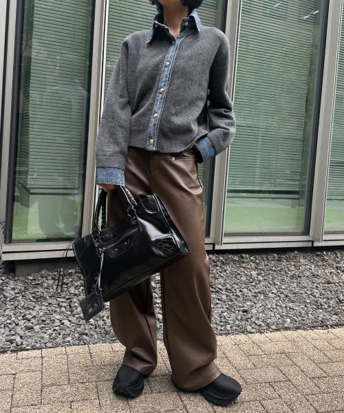 meganesacai 22-06328 ドッキングニットジャケット SEN TOKYO カーディガン デニムドッキングニットジャケット レディース